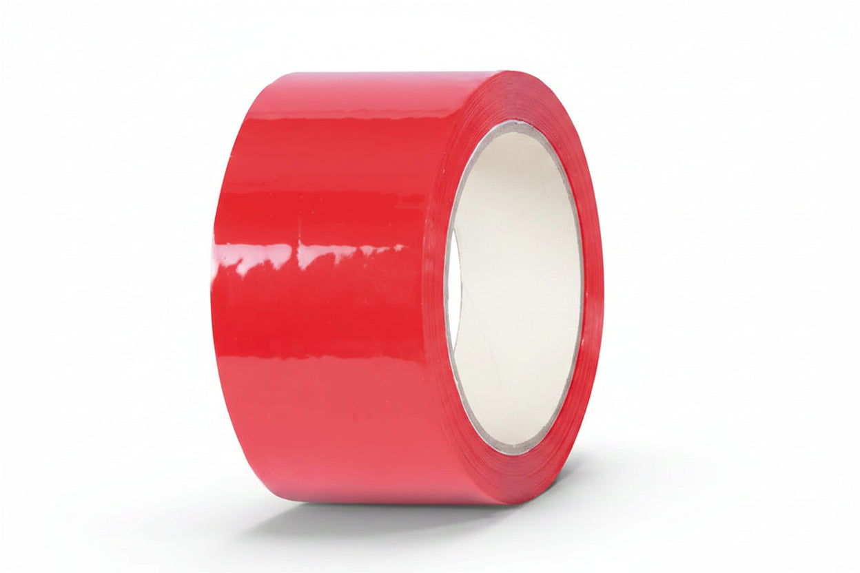 IMPAK coloured packaging tape roll — 48mm x 66m, red, for colour-coded carton sealing and general packaging applications.