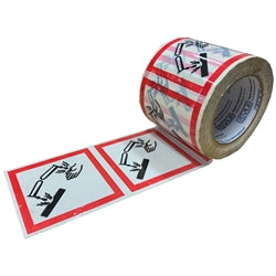 DG Corrosives Label Tape 100mm x 100mm (500/Roll)