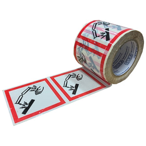 DG Corrosives Label Tape 100mm x 100mm (500/Roll)