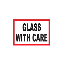“GLASS WITH CARE” Label 100mm x 75mm (500/Roll)