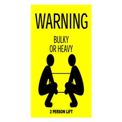 HEAVY 2 PERSON LIFT 75mm x 140mm - Black on Fluro Yellow (1000/Roll)
