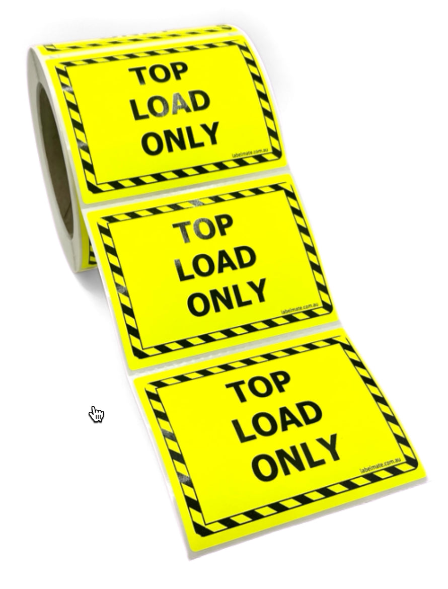Fluro Yellow Label "Top Load Only" 100mm x 75mm (500/Roll)
